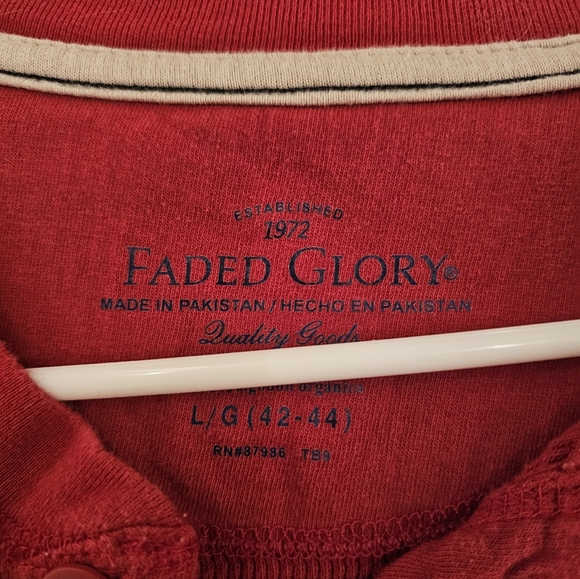 Men's Large Red Thermal Waffle Knit Long Sleeve Shirt - Picture 3 of 4